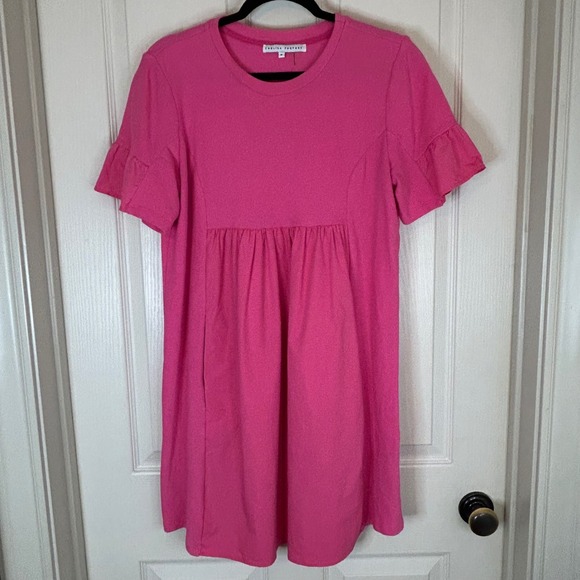 English Factory Dresses & Skirts - English Factory Pink Ruffle Sleeve Babydoll Dress Womens Medium